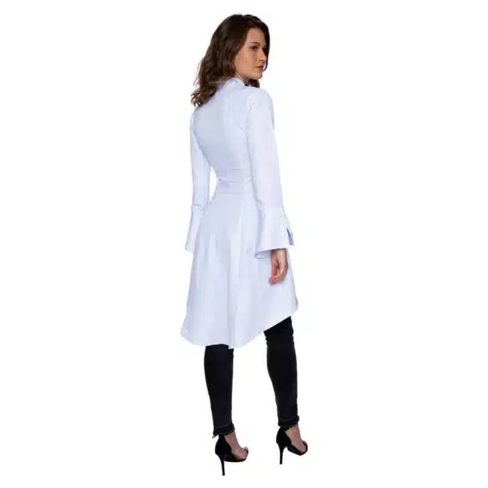 JALECO BRANCO FEMININO MARIE COM CALDA ATRÁS