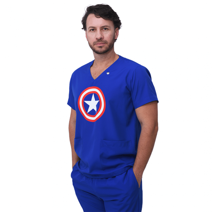 Pijama Cirúrgico Masculino Capitão América