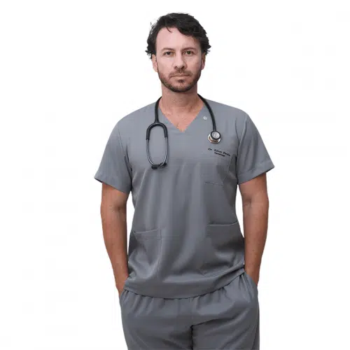 Pijama Cirúrgico Básico Masculino Cinza