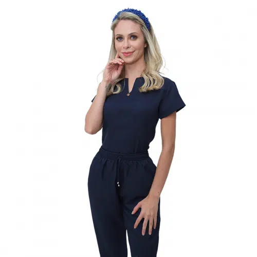 Pijama Hospitalar Feminino Queen Azul Marinho